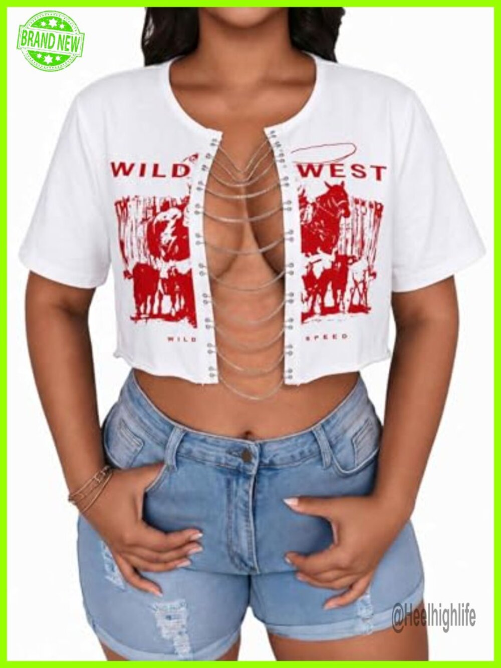 Hilinker Women's Cropped Graphic Tee Short Sleeve Slim Fit Top
